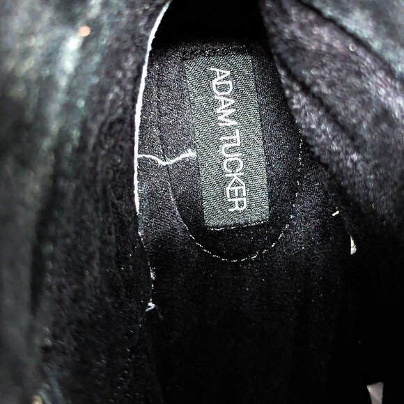 Adam Tucker Women Pelican Black Distress Suede Zip Heel Mid Boots sz 10 - Picture 7 of 11